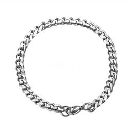 A silver-toned chunky metal chain bracelet with a classic Cuban link design. The bracelet is available in 18cm, 20cm, and 22cm lengths.