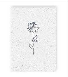 A simple, minimalist growth chart card featuring a hand-drawn rose illustration on a textured white background.