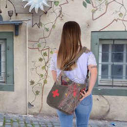 Sunsa schoudertas voor dames. Canvas hobo tas. Grote crossbody tas in vintage stijl. Elke vegan schoudertas is uniek.