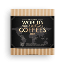 World's finest specialty coffee gift box containing 25, 14, or 7 pcs of premium coffee in kraft paper bags.