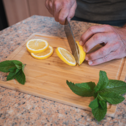 Bamboo cutting board, available in 3 sizes, beige color, durable and eco-friendly material.