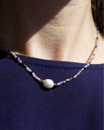 Tee - toermalijn kristal ketting met parel