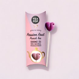  Passion fruit tea on a stick, 20 sticks per tray, wholesale price. Includes details on color, shape, and text on packaging.