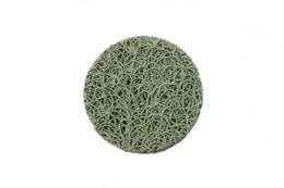 Sage round bathroom accessory made of natural materials.