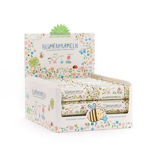 Tray Blumenmurmeln, gefüllt, 42 Stück in der Dose