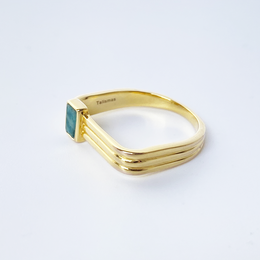 Gold plated ring with a rectangular gemstone, available in various stone options and sizes.