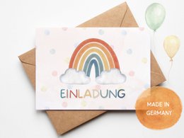 Regenboog uitnodigingskaart kinderfeestje of uitnodiging voor doop, communie, vormsel of jeugdwijding om de envelop in te vullen