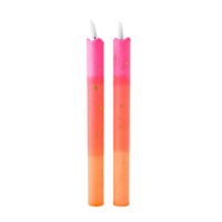 LED Pillar Candle Gold Orange - Set of 2