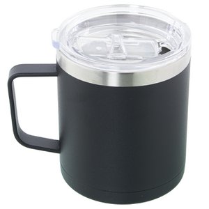 COFFEE MUG/TERSUM 350ML STAINLESS STEEL. BLACK WITH ACRYLIC LID _9X12X11CM, DOUBLE WALL STEEL LL80162