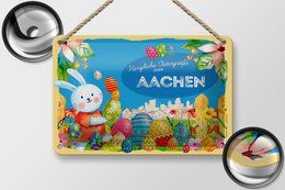 Targa in metallo Pasqua Auguri di Pasqua 18x12 cm AACHEN decorazione regalo festa