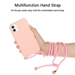 Lunso - Rückseitenhülle mit Kordel - iPhone 11 - Pink