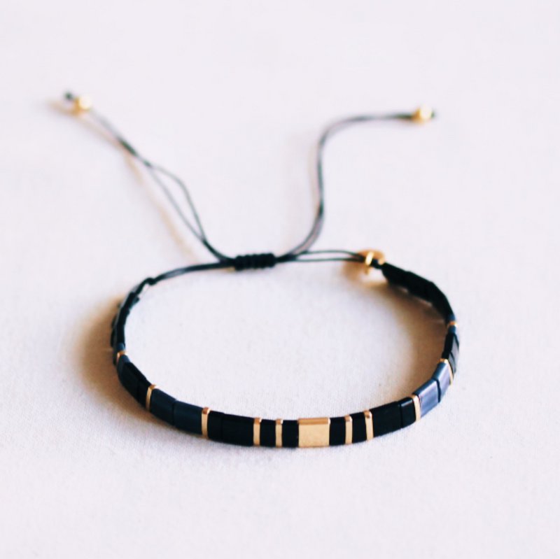 Tilabead bracelet – black/anthracite/gold-plated