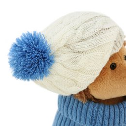 Soft toy, Prickle the Hedgehog in white/blue hat (18cm)