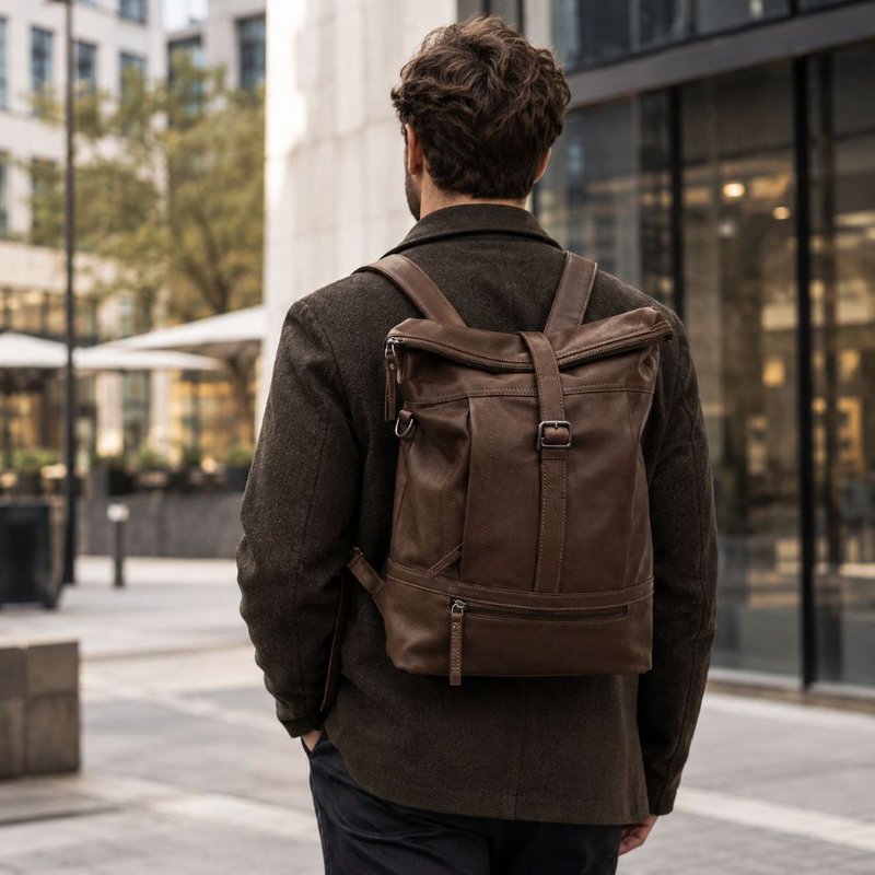 Rolltop rygsæk rygsæk Leder sort