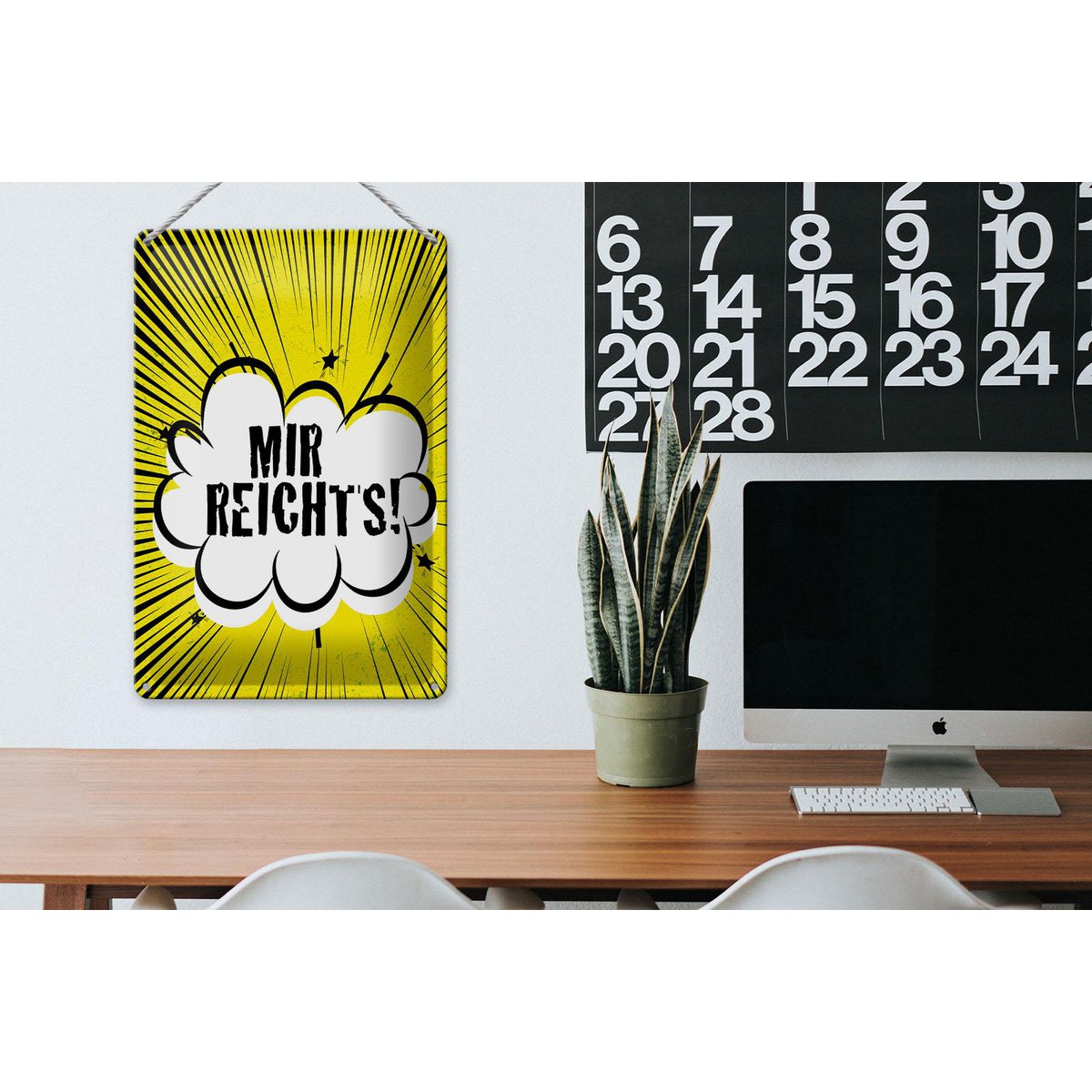 Blechschild Spruch 20x30 cm Mir reichts gelbes Deko Schild