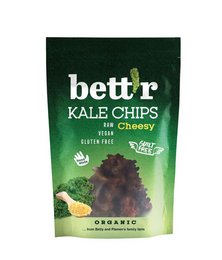 Organic, cheesy kale chips in a 30g package.