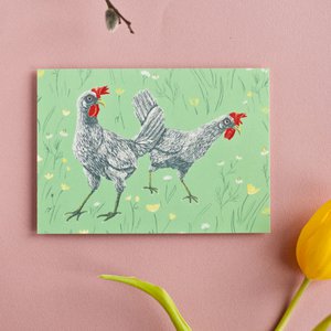 Postkarte | Zwei Hühner