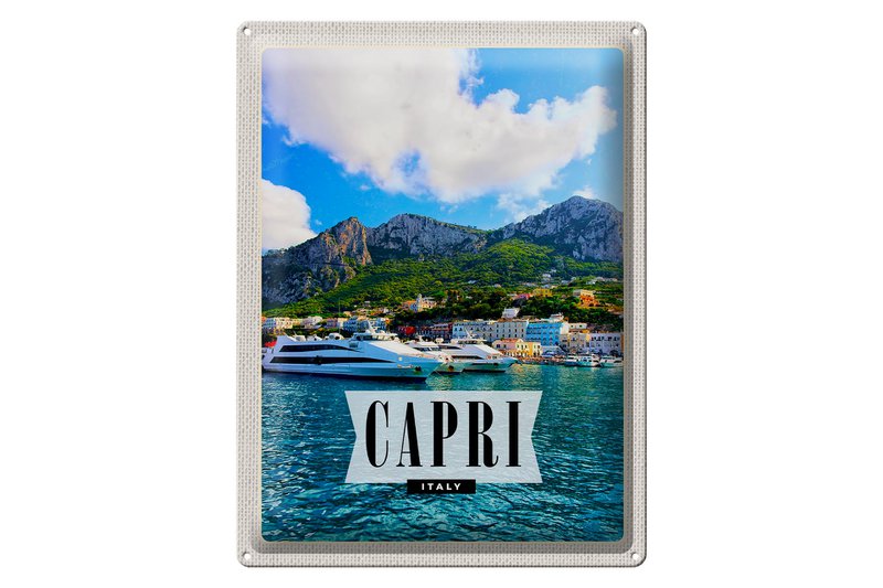 Tin Sign Travel 30x40cm Capri Italy Island Sea Vacation