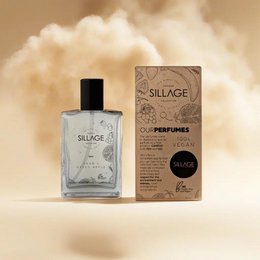 Vegan Eau de Parfum - Adam's Green Apple, a perfume with a fresh, green apple scent. The product is made with vegan ingredients and comes in a glass bottle with a simple, minimalist design.