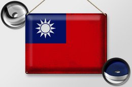 Tin Sign Flag China 40x30cm Flag of Taiwan Vintage