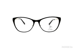 Black cat-eye style eyeglasses with metal frame