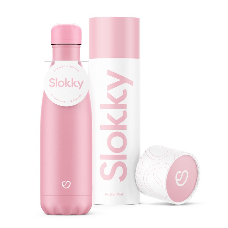 Slokky Pastel Pink Bottle & Lid - 500ml