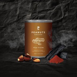 Smoked peanuts in a 60g tin, with a smoky, savory flavor.