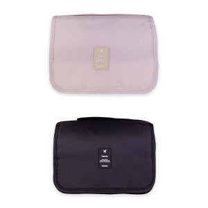 Toiletry bag with hanger, 2 assorted colors: black/beige