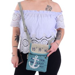 Sunsa skuldertaske til kvinder. Skuldertaske i maritim stil. Håndtaske i lærred. lille crossbody taske til kvinder.