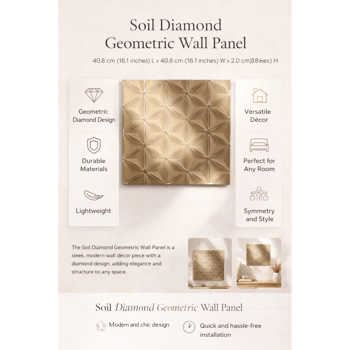 Panel ścienny Soil Diamond – stylowa, geometryczna dekoracja ścienna