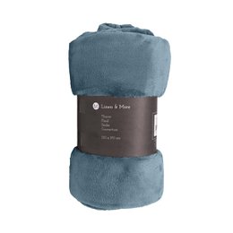  Plush, soft throw blanket in a light blue plaid pattern, measuring 130x170cm.