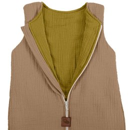 Dubleside BIO muslin NYFØDT SOVEPOSE TOG 2, 12-24m MØRK EG/OLIVE