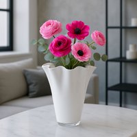 Vase glass wavy white glass vase table vase 21 x 21 x 30 cm