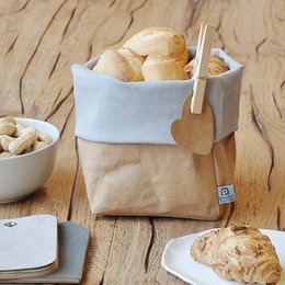 Rectangular bread box in various color options, made of durable materials for storing and preserving fresh bread.