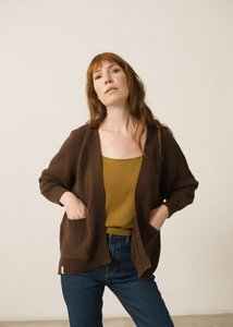 Giola long cardigan in dark brown