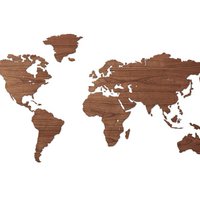 Houten Wereldkaart - Walnoot - Magnetisch Ophangsysteem