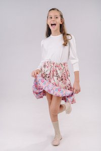 BLOOM DOUBLE-FACE VISCOSE MINIROK MET VOLANTS