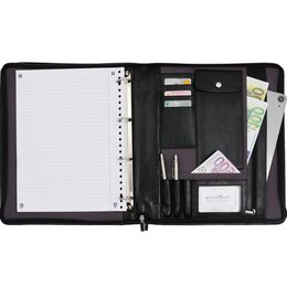Læder skrivemappe venstrehåndet - Konferencemappe - Arbejdsbog Tablet Cover & Laptop Sleeve - Aftageligt ringbind A4