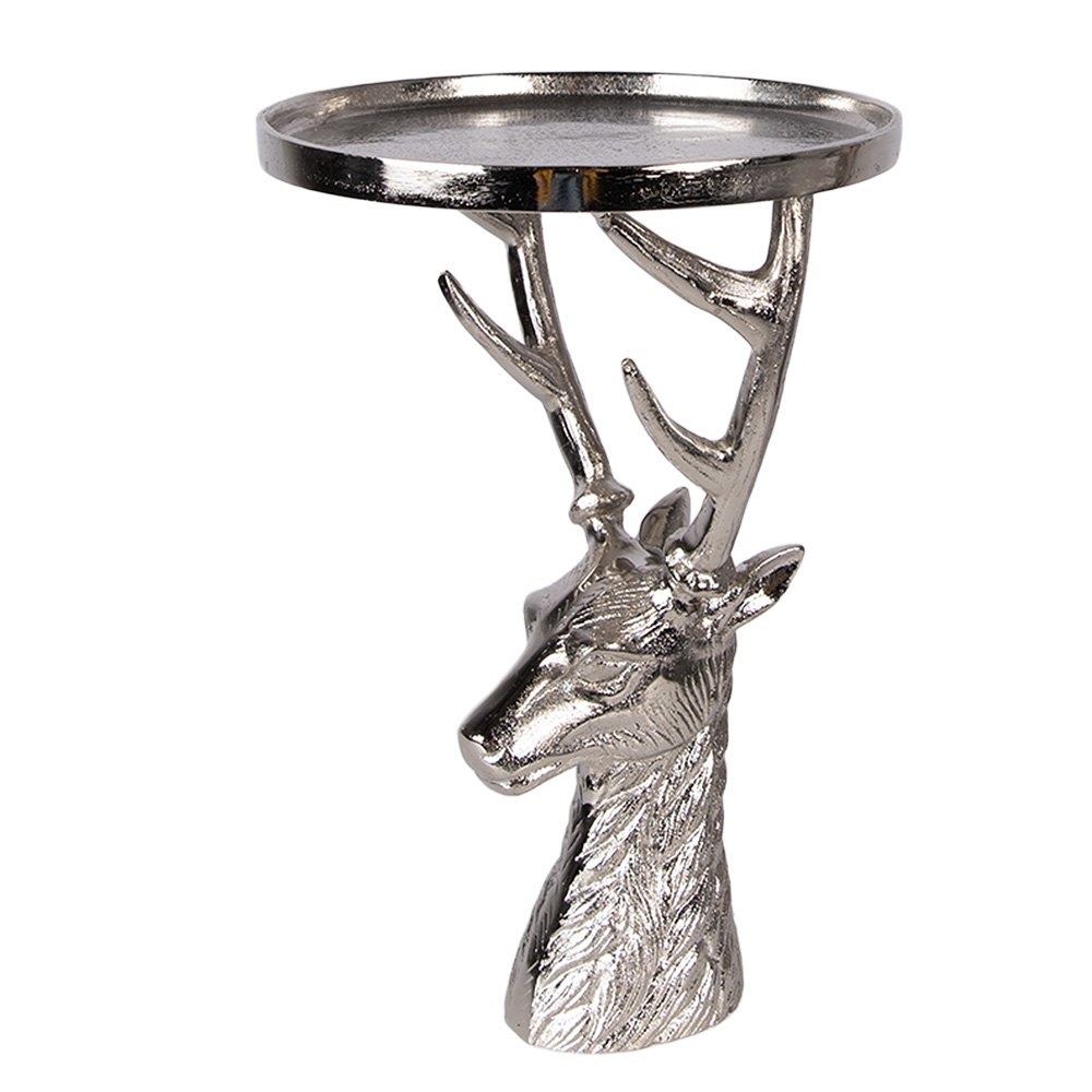 Decoratie schaal Ø 25x38 cm Zilverkleurig Aluminium Hert