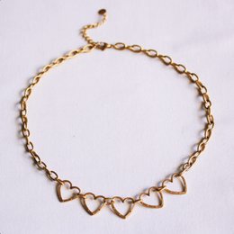 Chunky chain necklace with linked hearts