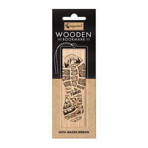 Lesezeichen „Born to Travel“ aus Holz