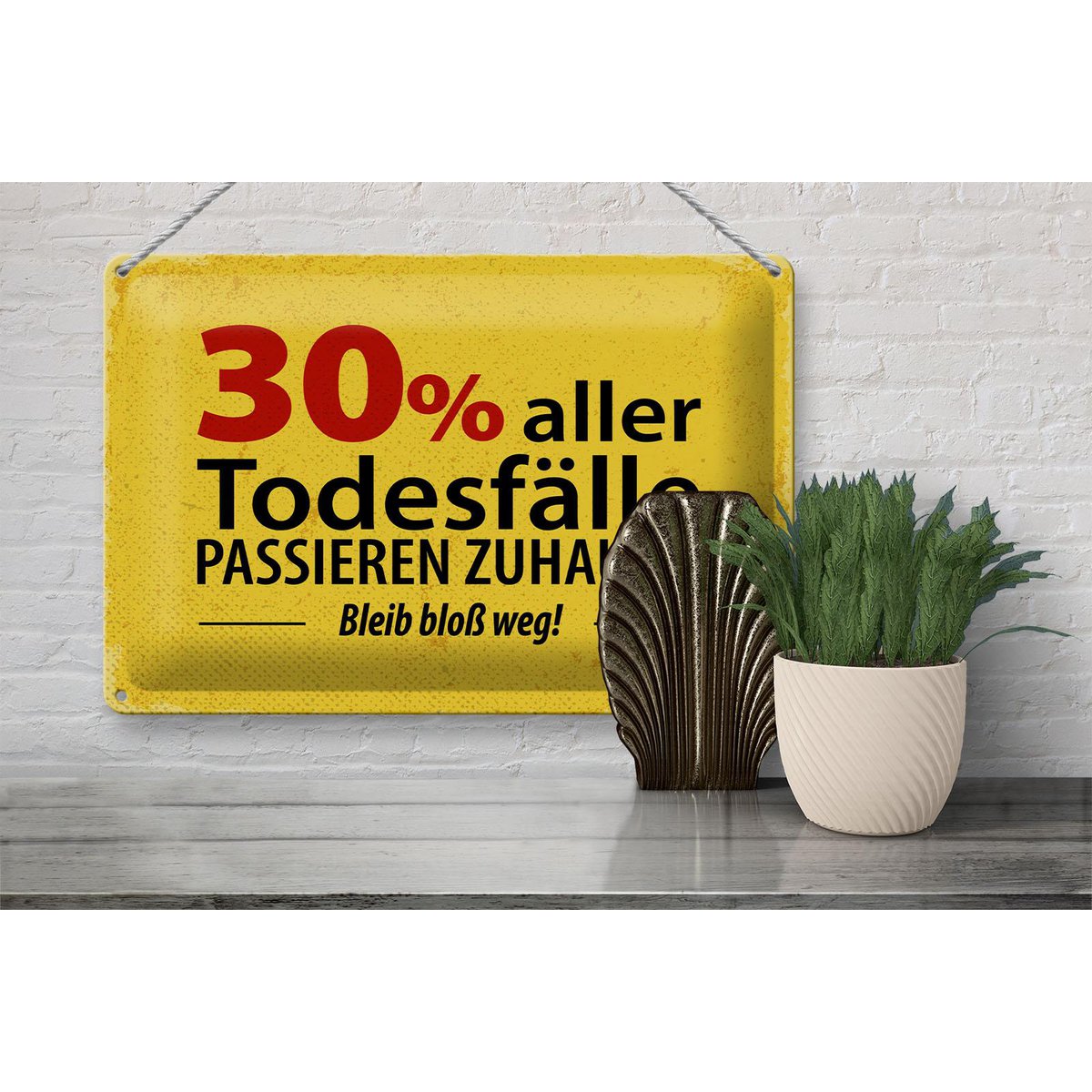 Blechschild Spruch 20x30 cm 30 Prozent alles Todesfälle passieren zuhause Schild