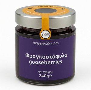 YIAM Handmade Gooseberries with red wine Jam, 240g, no added sugar
