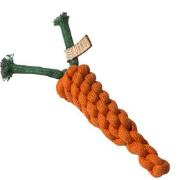 Rope toy in various colors including orange, carrot, purple, eggplant, and natural white. Shapes include pulling stick and dumbbell. Suitable for pets.