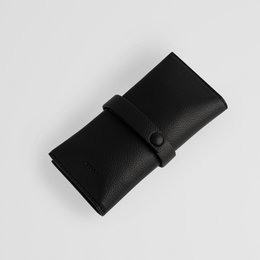 Minimalist Black Leather Watch Roll Case. Leather Case for Watches.