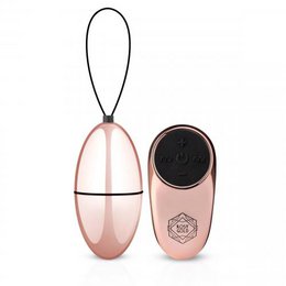 Rosy gold vibrating egg with sleek, modern design and discreet controls.