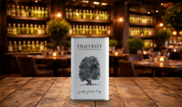  Olive oil tin with tree logo, 500ml size, Olio Evo brand, high-quality extra virgin olive oil from Puglia, Italy.