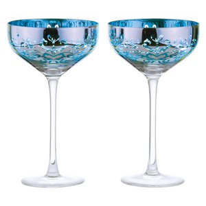 Set mit 2 Champagner-Untertassen Blau – Filigran