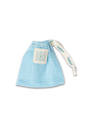  Green mesh soap pouch with drawstring cord. Made of natural materials.