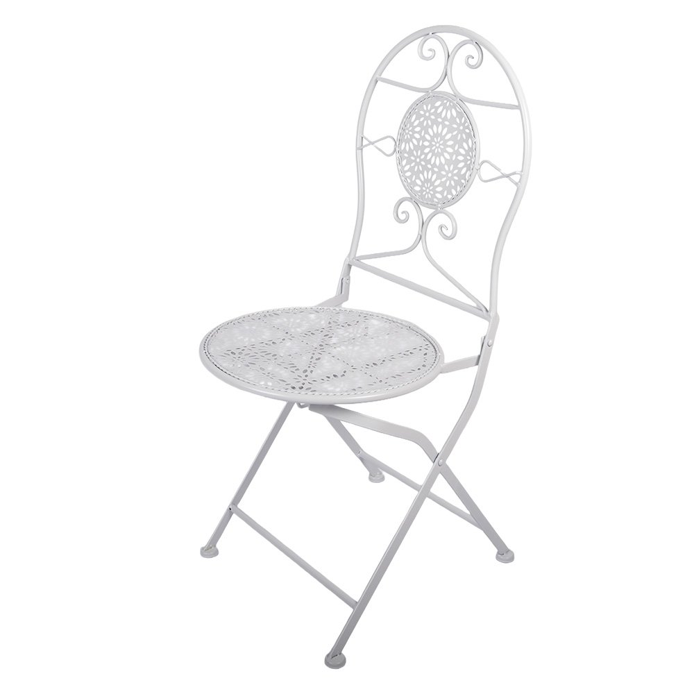 Bistroset Bistrotafel Bistrostoel 3-delig Ø 60x70 / 50x40x93 cm Wit Metaal